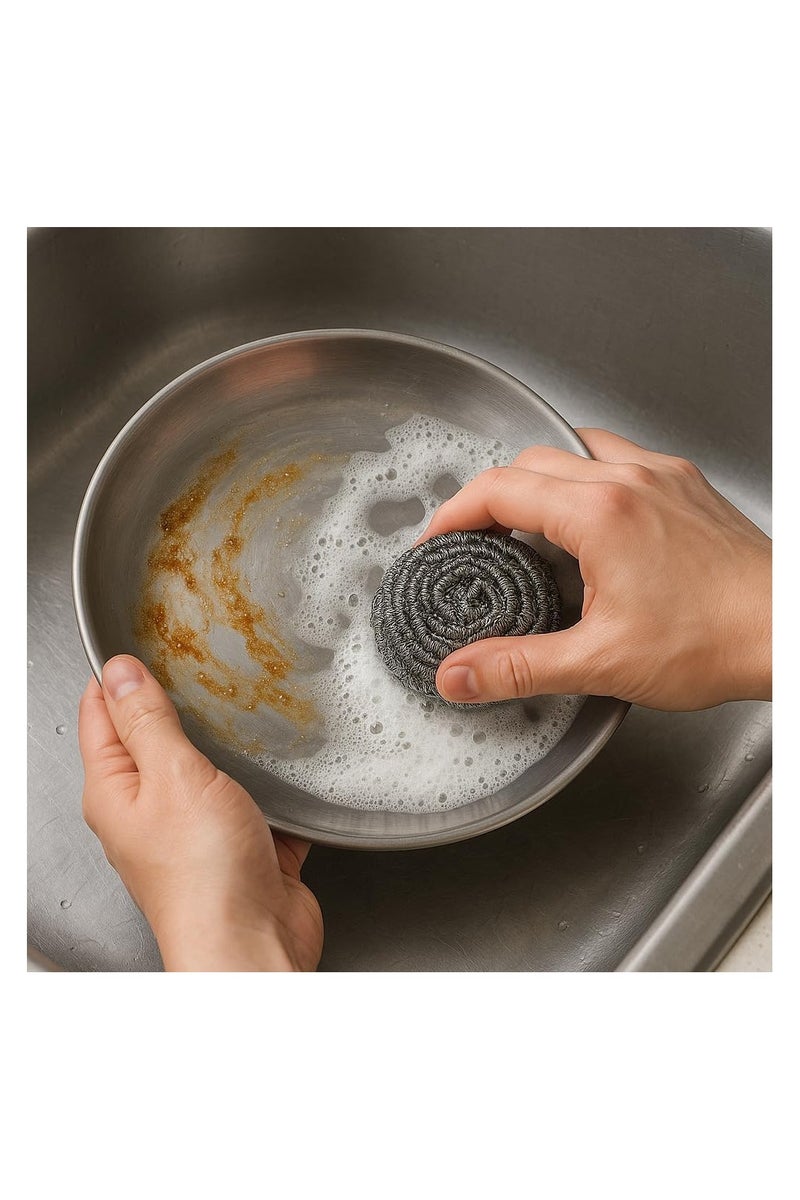 AMM Stainless Steel Scrubber Set 12 Pack Heavy Duty Cleaning Pads for Kitchen Pots Pans Grills and More  Rust Resistant & Durable Cleaning Solution - Image 2