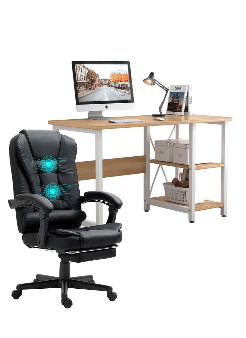 AnneFish - 2pcs Office Table and Chair Set For Home or Office Study Office Computer Desk with Ergonomic Adjustable Office Chair - Image 1
