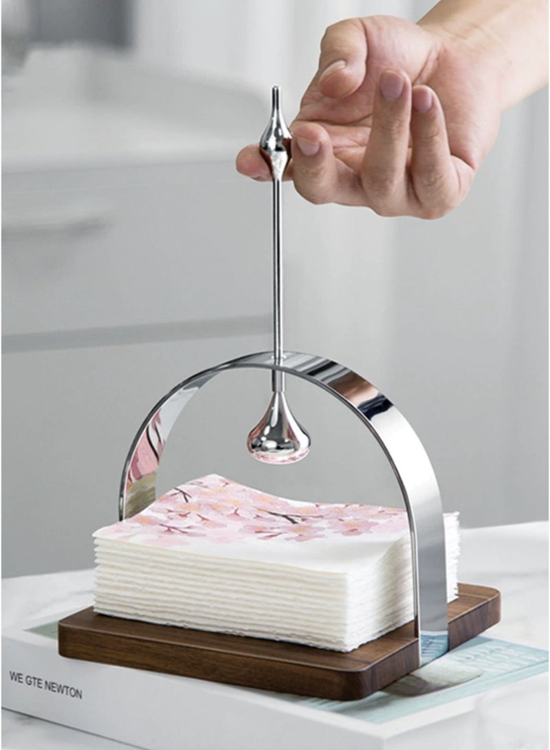 مايسون ايديو حامل مناديل تاليا من الجوز والفولاذ المقاوم للصدأ | اكسسوارات طاولة طعام بلمسات بسيطة | إكسسوارات ديكور منزلي عصرية  - Image 4