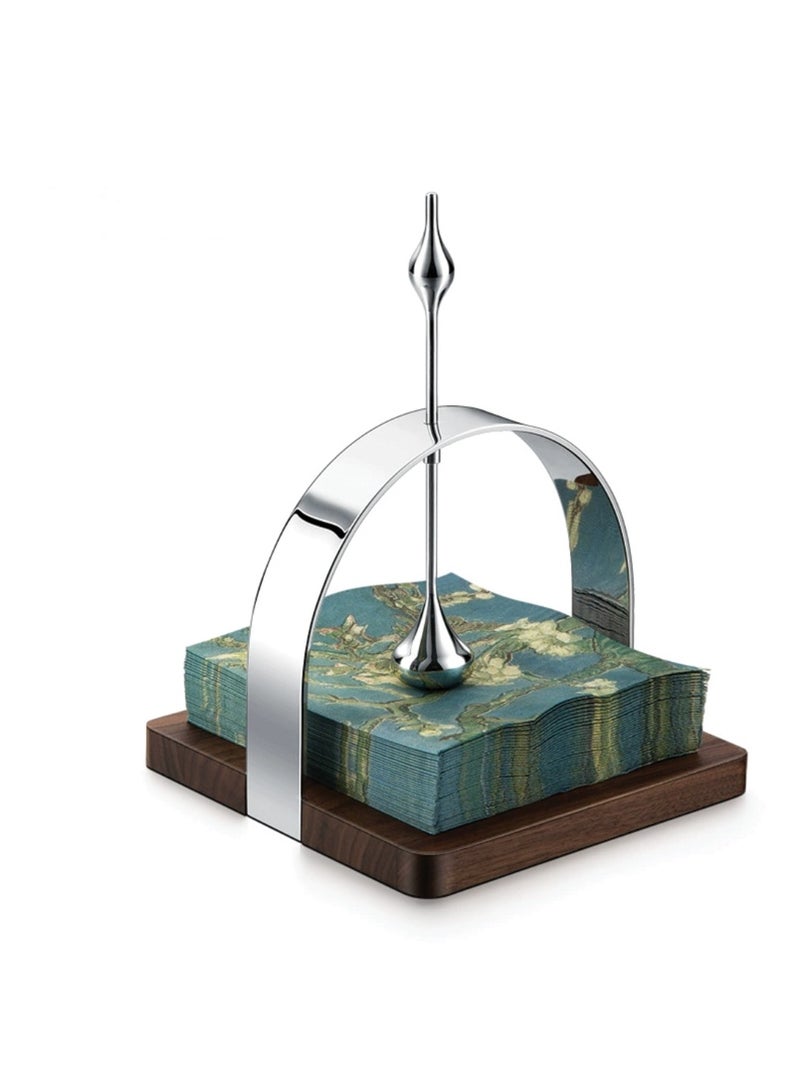 مايسون ايديو حامل مناديل تاليا من الجوز والفولاذ المقاوم للصدأ | اكسسوارات طاولة طعام بلمسات بسيطة | إكسسوارات ديكور منزلي عصرية  - Image 5