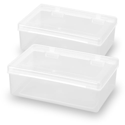 Farmer Mani 2 Pack Rectangle Small Storage Containers Box 65 x 417 x 228 inch Clear Plastic Storage Containers Box for Collecting Small Items Beads Game Pieces Business Cards Crafts Accessories - Image 1