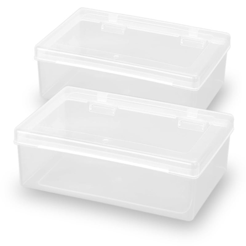 Farmer Mani 2 Pack Rectangle Small Storage Containers Box 65 x 417 x 228 inch Clear Plastic Storage Containers Box for Collecting Small Items Beads Game Pieces Business Cards Crafts Accessories - Image 2