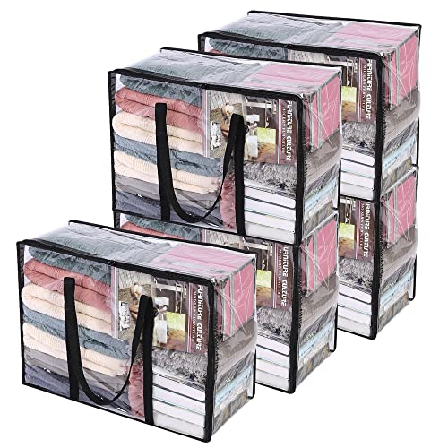 Vieshful 5 Pack Clear Comforter Storage Bag 40L Clothes Storage Bag with Zipper Closet Organizer Plastic Storage Containers Moving bags for Comforter Blanket Bedding Duvet Toys - Image 1