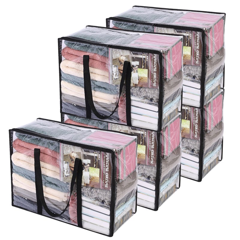 Vieshful 5 Pack Clear Comforter Storage Bag 40L Clothes Storage Bag with Zipper Closet Organizer Plastic Storage Containers Moving bags for Comforter Blanket Bedding Duvet Toys - Image 2