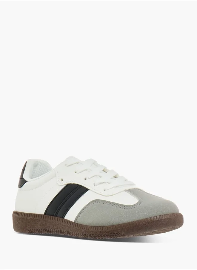 داش Panelled Low Ankle Sneakers with Lace-Up Closure