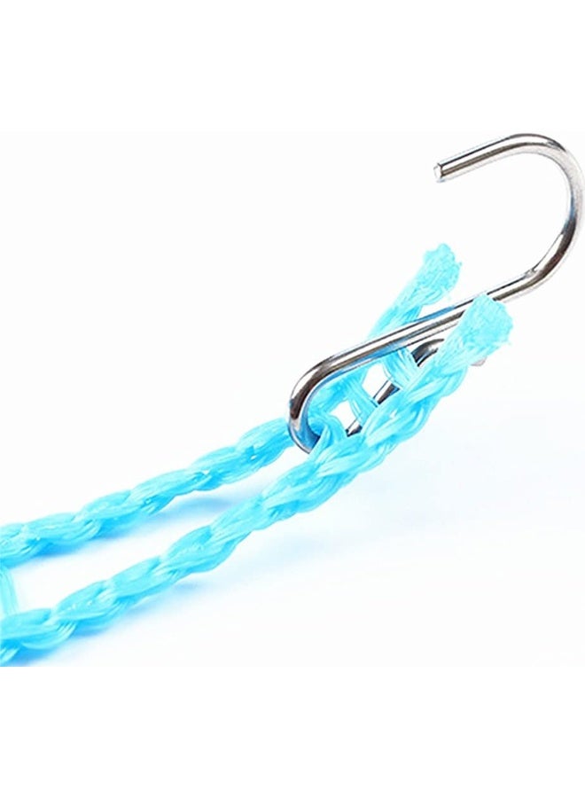 مجموعة من 3 حبال غسيل من النايلون المقاوم للرياح بألوان وردية وزرقاء وخضراء وحبل تجفيف ملابس قابل للتعديل وحبل غسيل محمول للاستخدام الداخلي والخارجي والتخييم والمنزل والفندق - Image 4