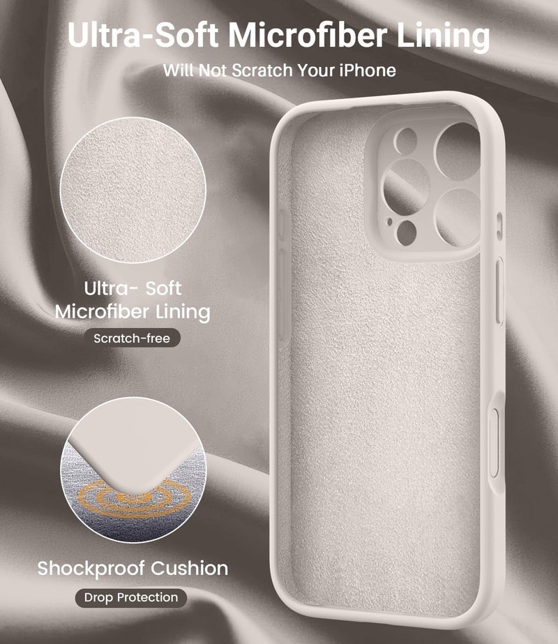OTOFLY Designed for iPhone 16 Pro Case,[Camera Control Button Coverage][12FT Military-Grade Protection] Silicone Shockproof Slim Cover Women Men 16 Pro Phone Case 6.3 inch, Gravel White - Image 5