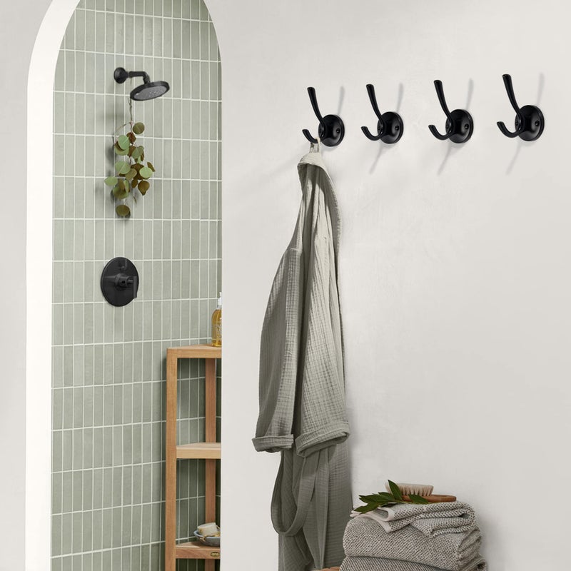 TUNNY 5 Pack Round Coat Towel Hooks - Matte Black Coat Hooks for Hanging Coats Towel Hooks for Bathroom Wall Mounted Zinc Alloy Bath Towel Hooks Robe Clothes Hook Holder Heavy Duty Wall Hooks - Image 5