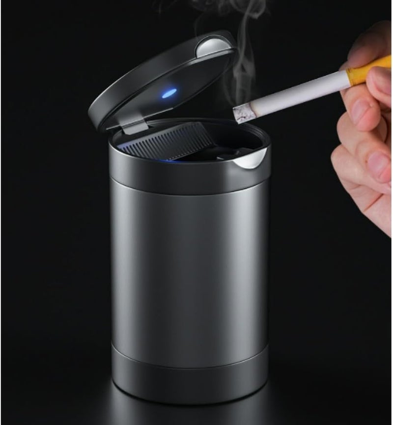 Erweicet Car Ashtray, Portable Ashtray for Car, Detachable Stainless Steel Smokeless Ash Tray with Lid, Home Use - Image 4