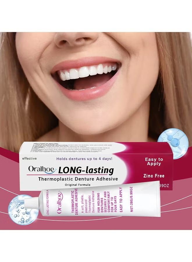 ORALHOE Thermoplastic Denture Adhesives, Fixed Denture Adhesives, Dentures Non-Glue Adhesive, Used To Repair And Fasten Loose Dentures, Dental Adhesives For Dentures, Long Holding Denture Reliner, 28G - Image 1