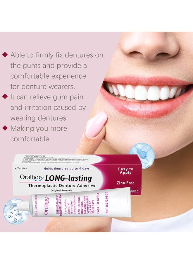 ORALHOE Thermoplastic Denture Adhesives, Fixed Denture Adhesives, Dentures Non-Glue Adhesive, Used To Repair And Fasten Loose Dentures, Dental Adhesives For Dentures, Long Holding Denture Reliner, 28G - Image 2