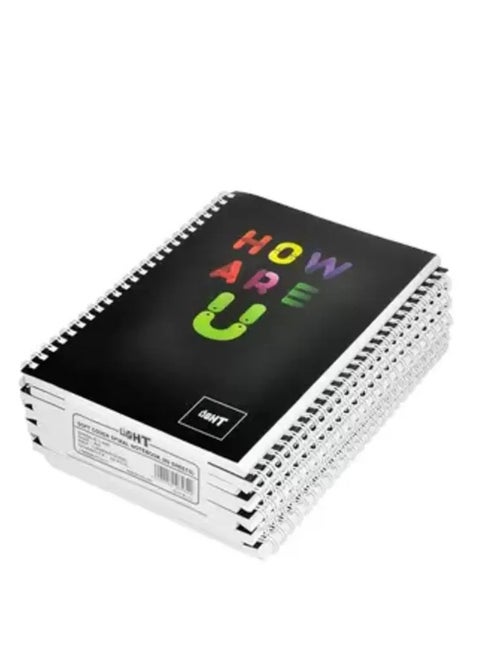 10-Piece Light Spiral Soft Cover Notebook Single Ruled (80 Sheet) A5 Size - LINBA51519S