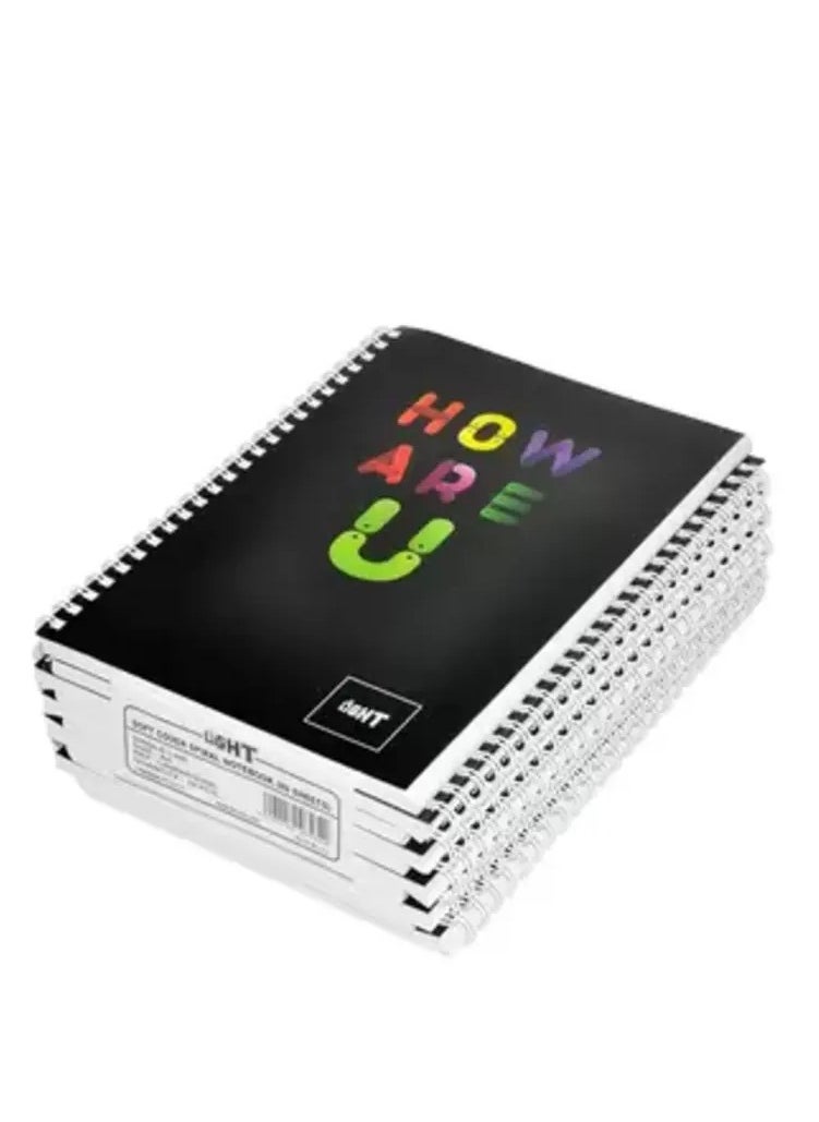 Light 10-Piece Light Spiral Soft Cover Notebook Single Ruled (80 Sheet) A5 Size - LINBA51519S 