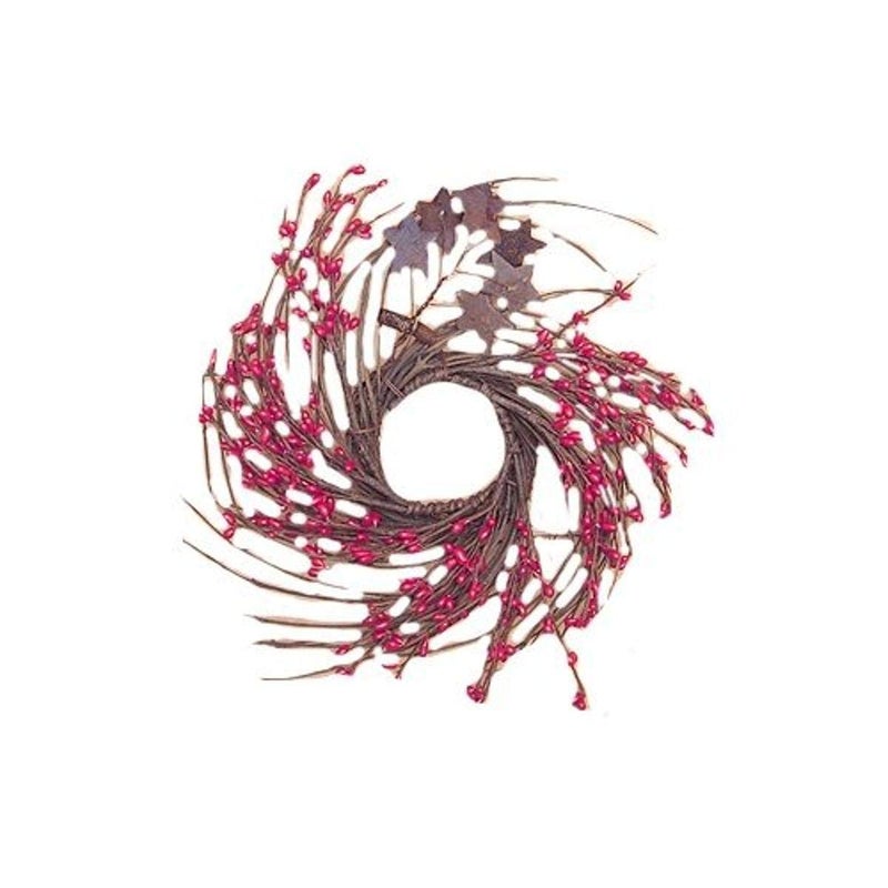 CWI Gifts CWI Gifts Pip and Twig with Rusty Star Wreath 10Inch Red 