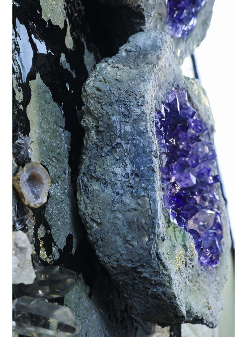 Resin Art Amethyst Stone Wall Painting – Crystal & Textured Abstract on Canvas - Image 2