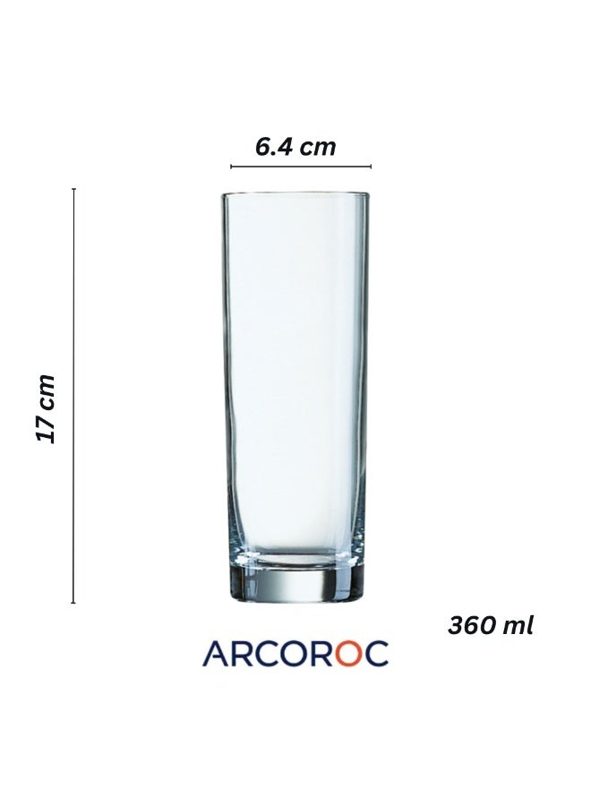 Arcoroc Islande Hiball Glass 360ml - J4226 | Set of 6 | Dishwasher Safe | Heavy Base Collins Glass - Image 4