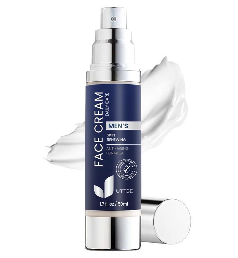 6in1 Face Cream for Men Anti Aging Wrinkle Cream for Men with Collagen Hyaluronic Acid Vitamins E B Shea Butter Dark Spots Remover Eye Bags Treatment 17 oz