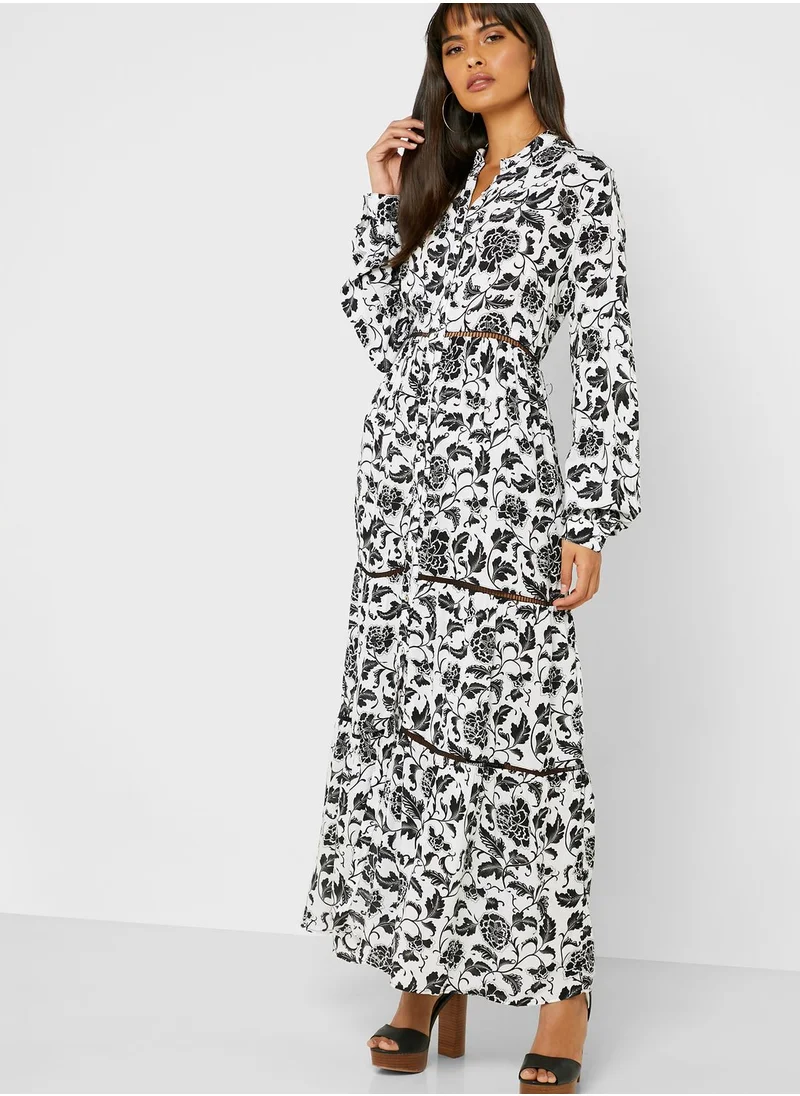 Sugarfree Printed Balloon Sleeve Dress