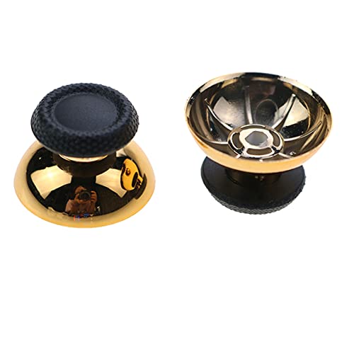 Rowsmau Chrome 3D Analog Joystick Stick Cap Thumbsticks Caps Mushroom Cap Head Rocker Replacement for PS5 PlayStation 5 (Gold) - Image 1