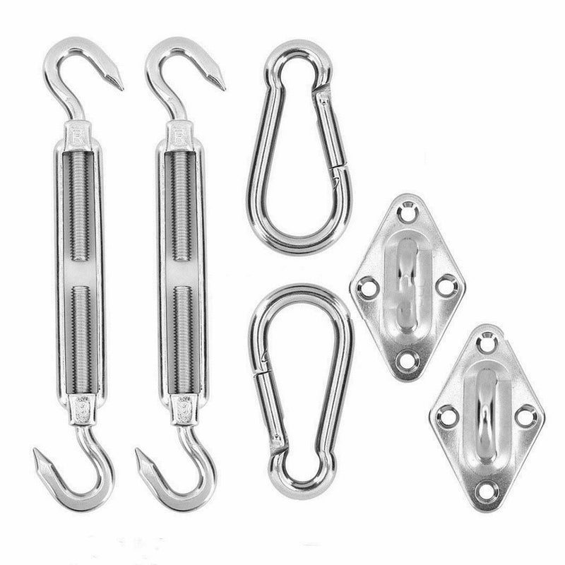 6Pcs/Set Sun Shade Sail Stainless Steel Hardware Installation Kit Turnbuckle Pad Eye Snap Hook Accessories - Image 1