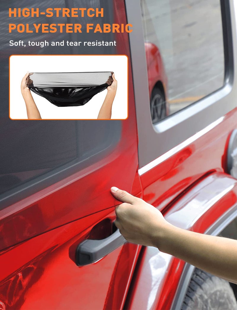 Savadicar Front Window Sun Shades, Breathable Mesh Side Window Sunshade, Stretchy Sun Screen Net Compatible with 1997-2024 Jeep Wrangler TJ JK JL & Gladiator JT, Anti-UV for Baby/Pets/Camping, Pair - Image 4