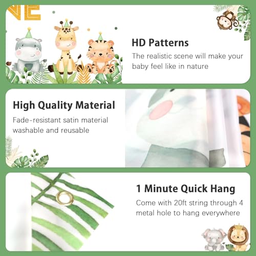 Heboland Wild One Backdrop Banner Birthday Decorations for Boys,Large Size 3 x 5Ft Jungle Safari Cute Animals 1st First Party Supplies - Image 5