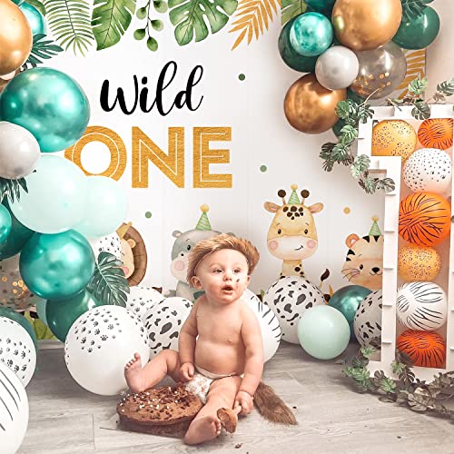 Heboland Wild One Backdrop Banner Birthday Decorations for Boys,Large Size 3 x 5Ft Jungle Safari Cute Animals 1st First Party Supplies - Image 2