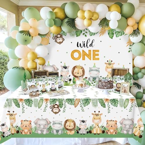 Heboland Wild One Backdrop Banner Birthday Decorations for Boys,Large Size 3 x 5Ft Jungle Safari Cute Animals 1st First Party Supplies - Image 4