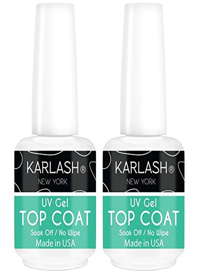 Karlash Professional Usa Made 15Ml No Wipe Gel Top Coat Shine Finish And Long Lasting, Soak Off Uv Gel (2 Pieces)  - Image 1