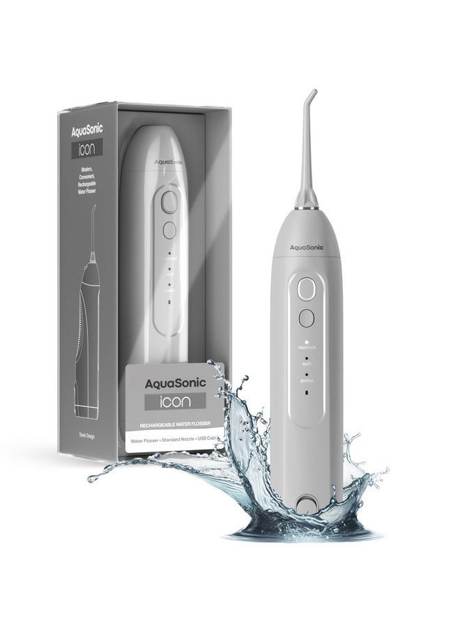 Aquasonic - AquaSonic Icon Water Flosser for Teeth - Cordless Rechargeable Oral Irrigator - Waterproof, Portable Dental Cleaning with Jet Tip - Braces Home Travel - Stone - Image 1