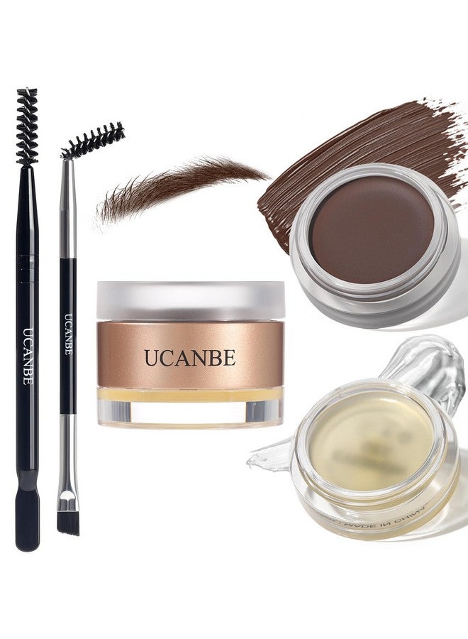 UCANBE Waterproof Eyebrow Gel + Eyebrow Styling Wax 2 in 1 Makeup Kit with 2 Pcs Dual-ended Adjustable Freely Eyebrow Brush Makeup Long Lasting Eyebrows (01 Gel/Brown Pomade, Standard) - Image 1