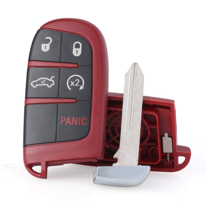 Keymall keyless Entry Replacement Red Remote Key Shell Case Blank 5B Fob for Dodge Challenger Charger Dart Durango, for Chrysler 300