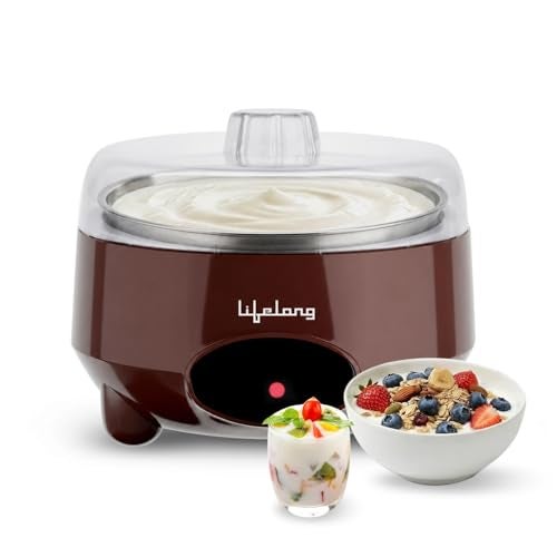 Lifelong Automatic Yogurt & Curd Maker Machine for Home | Auto Temperature Regulation | Electric Probiotic Yogurt Maker for Kitchen (1 L) | Thick Creamy Probiotic Curd |304 Stainless Steel Container - Image 1