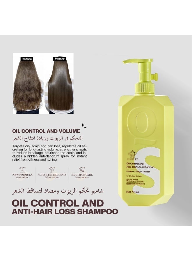 STARPLEX Oil Control Shampoo 720ml - Anti-Hair Loss with Protein Collagen & Keratin | For Oily Hair & Oily Roots | + Free Anti-Hair Loss Spray - Image 2