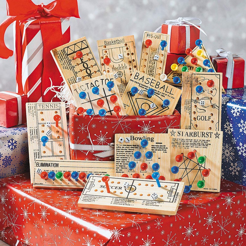 Fun Express Wooden Board Games Set 12 Pack - Classic Travel Games for Kids & Adults | Mini Peg Board Games, Checkers & Tic Tac Toe | Portable Family Game Night Collection for Road Trips & Camping - Image 3