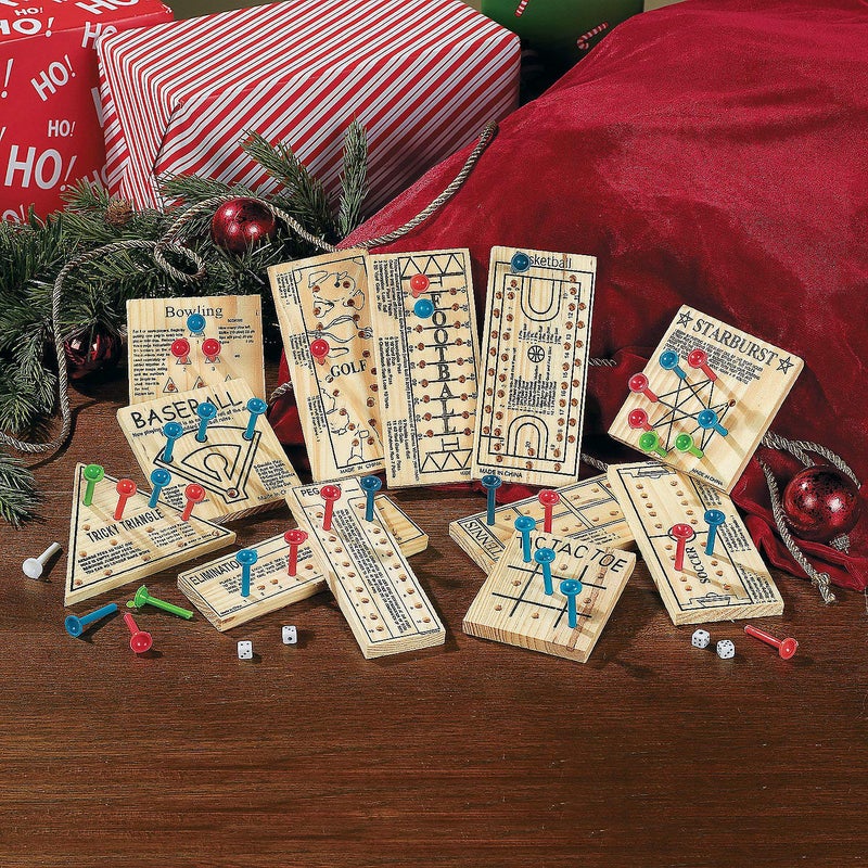 Fun Express Wooden Board Games Set 12 Pack - Classic Travel Games for Kids & Adults | Mini Peg Board Games, Checkers & Tic Tac Toe | Portable Family Game Night Collection for Road Trips & Camping - Image 2