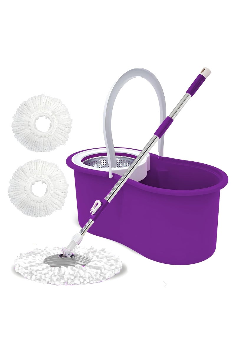 Mops for Floor Cleaning Stainless Steel Spin Mop and Bucket with,Hands Free Wringing, Telescopic Mop Handle, 360° Rotating Mop Head, Reusable Refills 45x26x23cm PURPLE - Image 1
