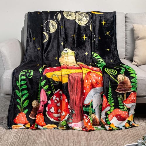 Smilelife Mystical Forest Frog and Mushroom Throw Blanket - Soft Flannel Plush Blanket for Bed, Couch, Sofa, and Chair - Available in 50" x 60" Sizes - Image 2