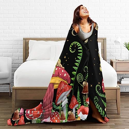 Smilelife Mystical Forest Frog and Mushroom Throw Blanket - Soft Flannel Plush Blanket for Bed, Couch, Sofa, and Chair - Available in 50" x 60" Sizes - Image 5