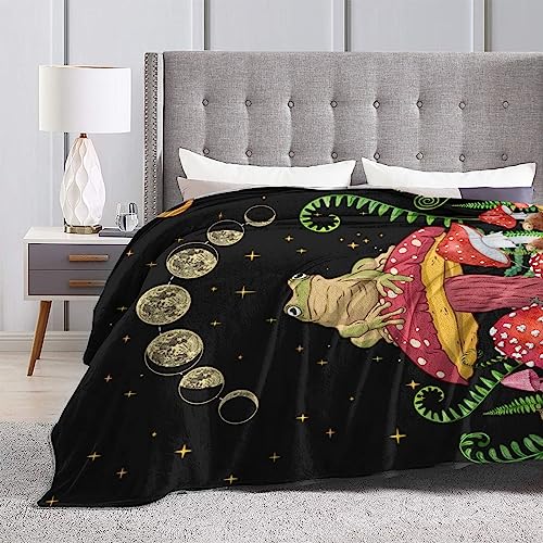 Smilelife Mystical Forest Frog and Mushroom Throw Blanket - Soft Flannel Plush Blanket for Bed, Couch, Sofa, and Chair - Available in 50" x 60" Sizes - Image 4