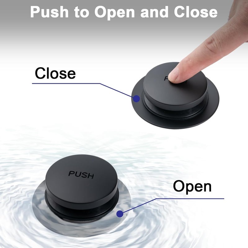 BOOMIBOO Bathtub Drain Tip-Toe Trim Set with Two-Hole Overflow Faceplate, Bath Tub Drains Conversion Kit with Universal Fine/Coarse Thread, Replacement Bathtub Drain Stopper Assembly, Matte Black - Image 3
