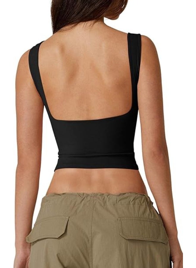 ChicAbode Womens Open Back Sleeveless Crop Top High Neck Slim Fit Tank Top Y2k - Image 1