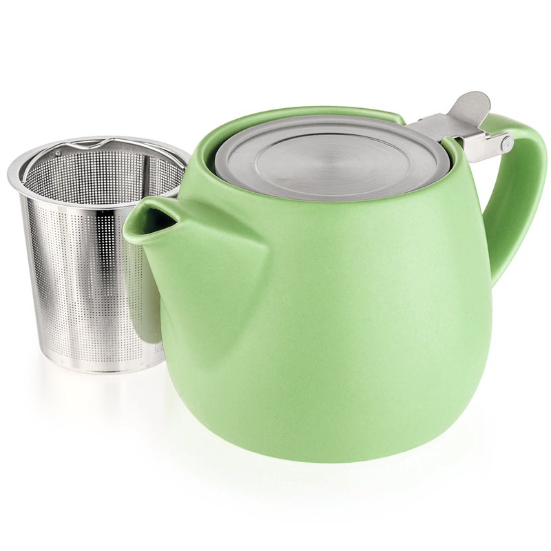 Tealyra  Pluto Porcelain Small Teapot Lime  182ounce 12 cups  Matte Finish  Stainless Steel Lid and ExtraFine Infuser To Brew Loose Leaf Tea  540ml