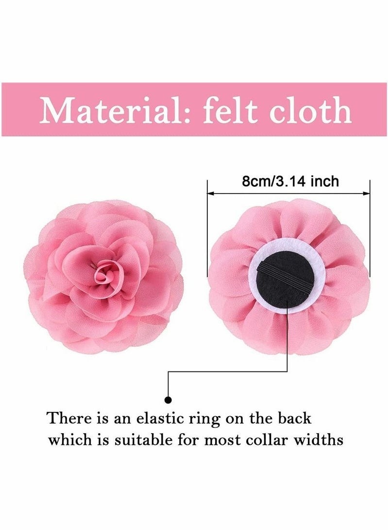 إسكدنيا 4 Pieces Dog Collar Flowers Multicolored Bow Tie Dog Charms Flower Set for Valentine' s Day Dog Collar Cat Grooming Accessories (Red, Rose Red, Light Pink, Milk White) - Image 2