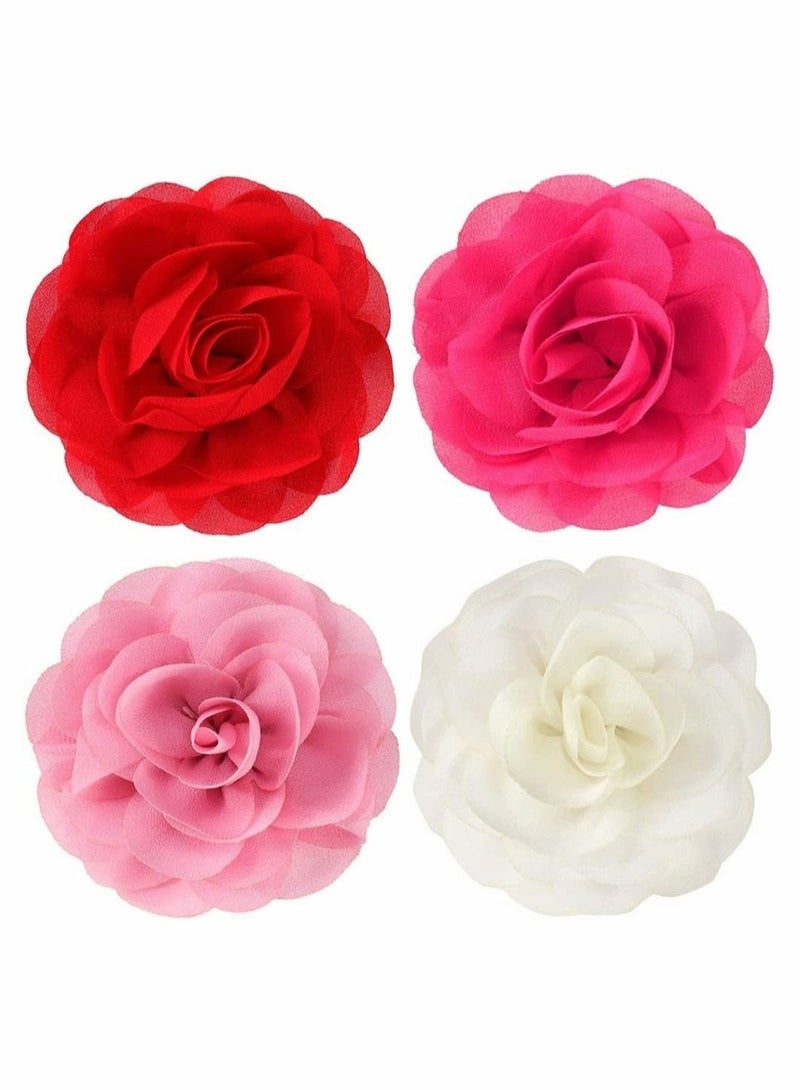 إسكدنيا 4 Pieces Dog Collar Flowers Multicolored Bow Tie Dog Charms Flower Set for Valentine' s Day Dog Collar Cat Grooming Accessories (Red, Rose Red, Light Pink, Milk White) - Image 1