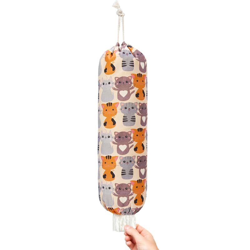 TOGETRUE Plastic Bag Holder, Cute Grocery Bag Holder for Plastic Bags, Wall Mount Bags Dispenser for Home Kitchen Decor (Cat) - Image 1