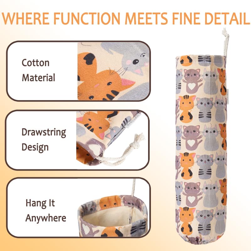 TOGETRUE Plastic Bag Holder, Cute Grocery Bag Holder for Plastic Bags, Wall Mount Bags Dispenser for Home Kitchen Decor (Cat) - Image 3
