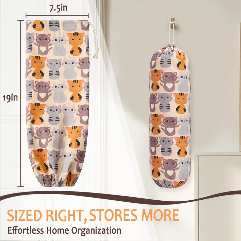TOGETRUE Plastic Bag Holder, Cute Grocery Bag Holder for Plastic Bags, Wall Mount Bags Dispenser for Home Kitchen Decor (Cat) - Image 2