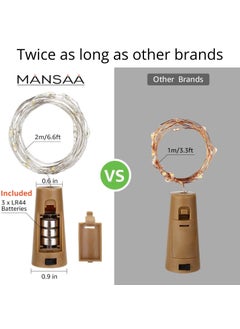 MANSAA MANSAA M44 Bottle Cork LED String Light 2 Meter 20 LEDs Multicolor Automatic Blinking LR44 Battery Operated Wine Bottles LED Light Pack of 2  - Image 2