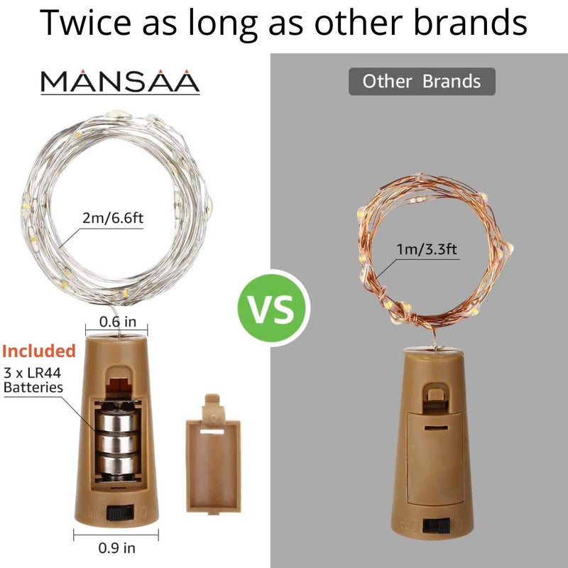 MANSAA MANSAA M44 Bottle Cork LED String Light 2 Meter 20 LEDs Multicolor Automatic Blinking LR44 Battery Operated Wine Bottles LED Light Pack of 2  - Image 2